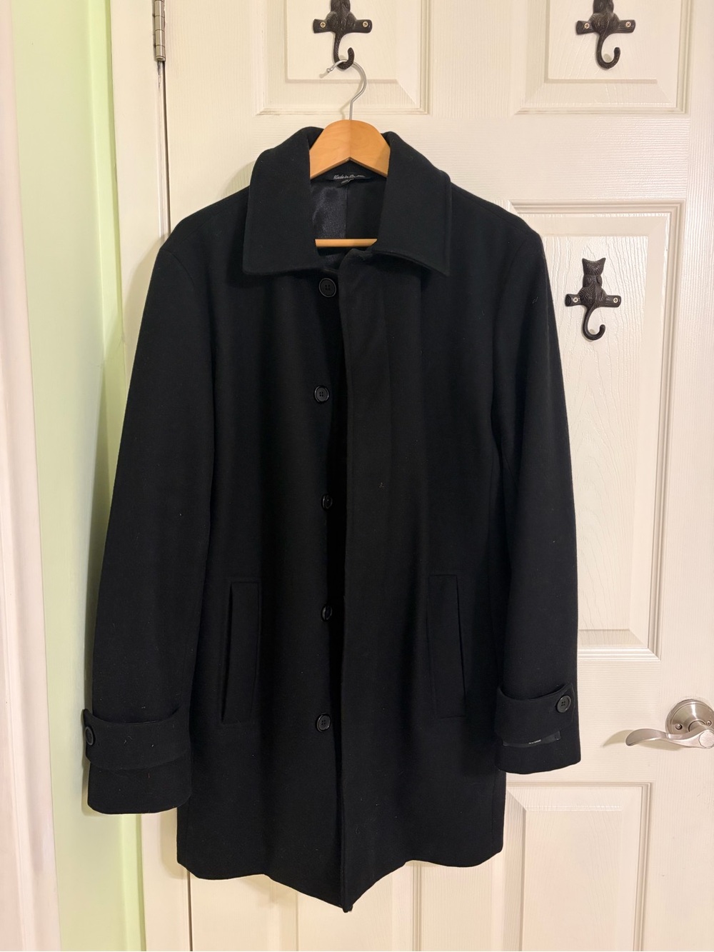 le chateau Black Wool Pea Coat
